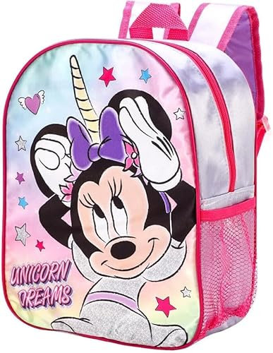 NMB FASHION Kids Character Backpack - Standard, Deluxe with Extra Pocket, & 3D Design Options - Fun & Functional School Bags (Standard Minnie Mouse Unicorn Dreams Backpack)
