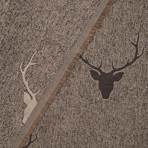SCHÖNER LEBEN. Dekostoff Landhausstoff Wendestoff Hirschkopf Geweih braun 1,40m