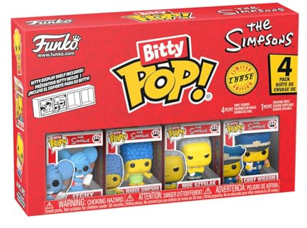 Funko Bitty POP! 4 Pack: The Simpsons - Itchy, Marge (1 in 6 Chase Chance) | Offizielles Cartoon/Animation Merch - Winzige Mini Figuren mit Display Regal - Tortendeko, Mitgebsel und Wichtelgeschenk