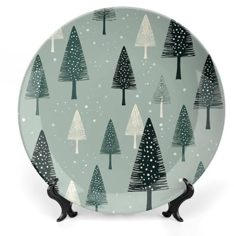 NTVOWPZO Assiettes décoratives en porcelaine anglaise vert clair avec support de présentation - Décoration murale à suspendre - 15,2 cm