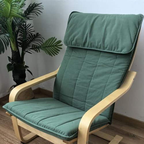 WEIDPHL Ersatzkissen Für Poang-Stuhl Aus Baumwolle, Mehrfarbiger Sesselbezug, Abnehmbares Stoffkissen, Dick Gepolsterter Poang-Stuhl Aus Baumwolle,Grün