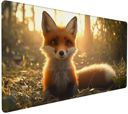 Gelb Mousepad XXL 800 x 400 x 3 mm, Groß Gaming Mauspad Tier Muster, Schreibtischunterlage rutschfeste Gummibasis, Wasserfest Mouse Pad Vernähte Kanten Design, Büro Deko, Geschenke für Frauen Z-354