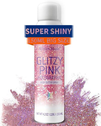Glitzer Haarspray,150ML Glitzerspray haare,Body glitter,Glitzer Spray Haare und Körper, Shiny Glitter Holo Rosa Body Glitter Spray Geeignet für Frauen und Kinder kleidung,für Party und Konzert Bar