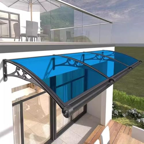 Generisch Aluminium Door Canopy Window Awning Polycarbonate Cover UV Protection Rain Snow Blue 60x100cm