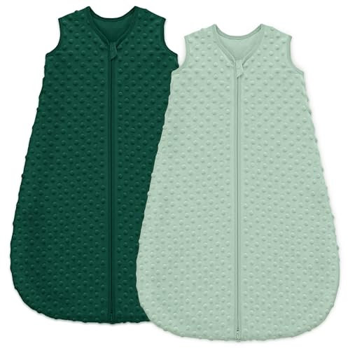 Unnivoll Gigoteuse 6-12 Mois Hiver Tog 1.5, lot de 2, Turbulette Hiver pour Bébé, Doublure 100% Coton Avec Tissu Polaire en Peluche pour Nouveau-né Garçons Filles 66-76cm Vert forêt