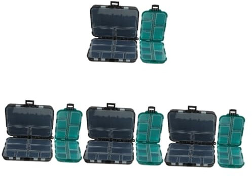 Happyyami 4sets Double Layer Fishing Gear Box Storage Box Lure Accessory Box 2pcs Hook Small Tackle Boxes Outdoor Tripod Sinkers Bait Organizer Pantry Sea Fishing Rigs Fishing Lures 2pcs*4