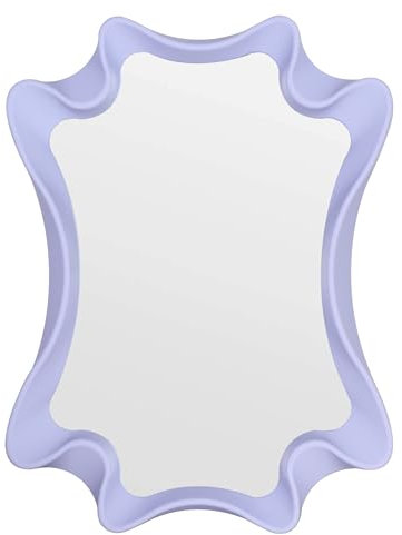 Funerom Irregular Wall Mirror Wavy Mirror (Light purple, 40L x 30W cm)
