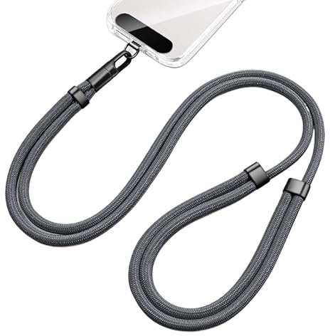 newplenty Handykette Universal,Verstellbar Handyband zum Umhängen aus doppeltem, Nylon-Seil Robust Angenehm Lanyard Handy, Umhängeband mit Metallschnalle Haltbar (grau)