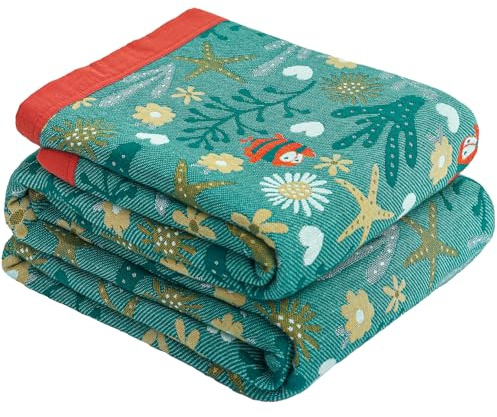 HOORDRY Boho Musselin Decke 100% Baumwolle Tagesdecke-Universale Sofadecke, Doppelseitige Decke für Bett Ultra Weiche und Atmungsaktive Quilt Bettdecke für Ganze Saison-230x250CM