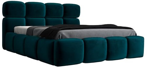 A&J MöbelLand Polsterbett 160x200 mit Bettkasten und Lattenrost – MAROKO, Bett mit Matratze und Stauraum in Grün