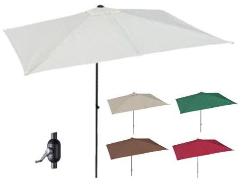 RTVGNSZSJL Ombrellone da Parete 200cm 250cm Ombrellone da Terrazza Ombrellone da Giardino Rettangolare con Manovella, Ombrellone da Esterno per Mercati,Balcone, Spiaggia(Beige,200x100cm/6.5x3ft)