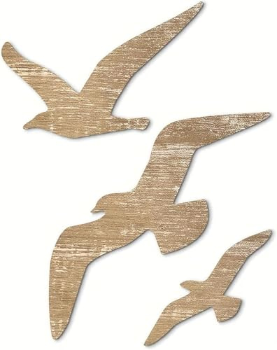 ANBOO 3er-Set Möwe Deko,Maritime Deko aus Holzoptik für Wohnzimmer, Schlafzimmer und Außenbereich