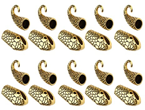 Veemoon 10paia Ganci Per Braccialetti Forma Di Testa Di Serpente in Lega Anticato Per Creazione Gioielli Chiusure Resistenti Per Collane e Bracciali Te
