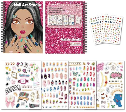 xyensy Kinder Sticker Aktivitätsbuch | Nagellack Malbuch,Fingernail Design Kreativset für Hausschule Kindergarten Reisezimmer Teenager