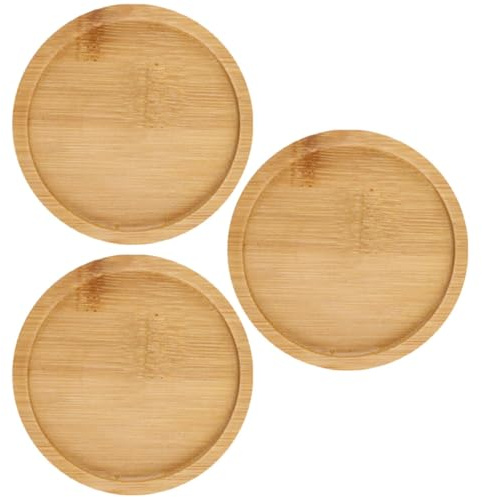 MAGICLULU Lot de 3 Soucoupes Rondes en Bois pour Pots de Fleurs, Plateau de Jardinage Résistant et Décoratif, Décoration Intérieure