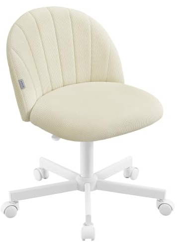 SONGMICS Homeoffice-Stuhl, Schminkstuhl aus Cord, höhenverstellbar | Schreibtischstuhl, Schaumstoffpolsterung, für Arbeitszimmer, Schlafzimmer, Hellmokkafarben, LAELA Kollektion OBG027L101