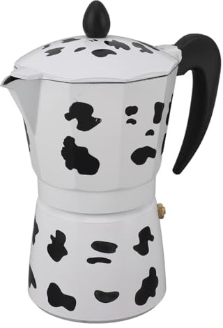 Cocoarm Caffettiera in Alluminio Color Mucca da Latte Caffettiera in Alluminio Macchina per caffè Fatta a Mano Compatta in Stile Italiano per Viaggi in Campeggio in Casa, Design a Forma di Mucca (6