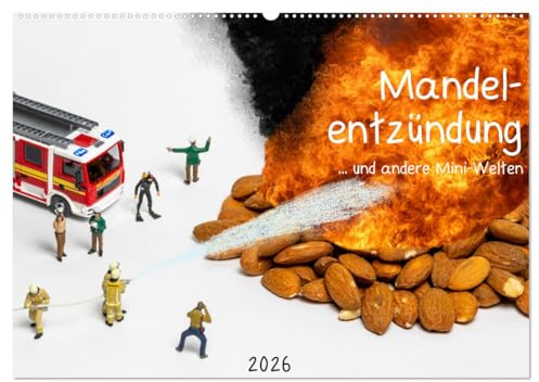 Mandelentzündung ... und andere Mini-Welten (Wandkalender 2026 DIN A2 quer), CALVENDO Monatskalender: Skurrile Situationen im Maßstab H0 (CALVENDO Spass)