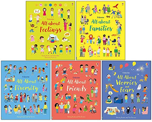 Usborne All About Feelings Friends And Families My First Books 5 Book Set By Felicity Brooks (All About Feelings, All About Families, All About Diversity, All About Friends & Worries and Fears)