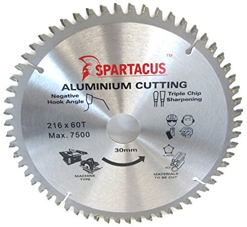 Spartacus 216mm x 60 Teeth x 30mm Bore Aluminium Cutting Circular Saw Blade Fits Dewalt DW701 DW707 DW712