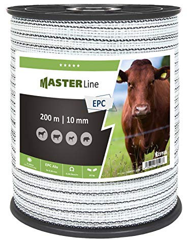 Koll Living Weidezaunband EPC-Line 200m, 10mm - ideal geeignet für die Einzäunung von Rindern, Pferden und Ponys, sowie zur Wildabwehr - nur 0,18 Ohm/m
