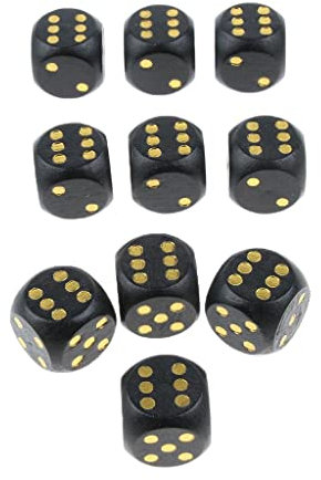 Unbekannt 10pcs Große D6 Holzwürfel Würfel-Set, 1.6 cm - Schwarz