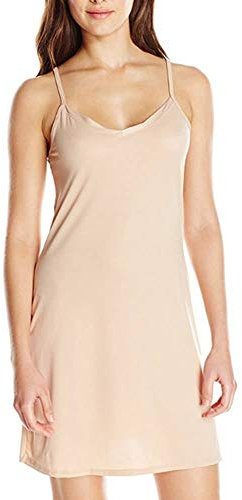 LLZ.Coque Nuisette sexy à bretelles et col en V pour femme Tailles 34-44, beige, 36