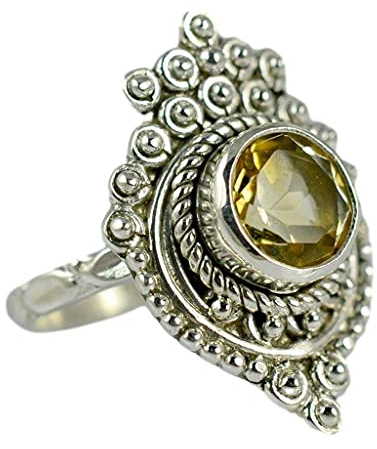 Navya Craft 925 Sterling Silber Citrin Handarbeit Damen Ringgrößen 14 bis 22 DE