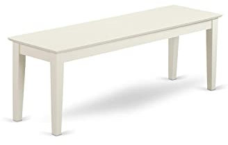 East West Furniture Cab-LWH-W - Panca da tavolo da pranzo con seduta in legno massello, 51 x 15 x 18 pollici, colore: bianco lino