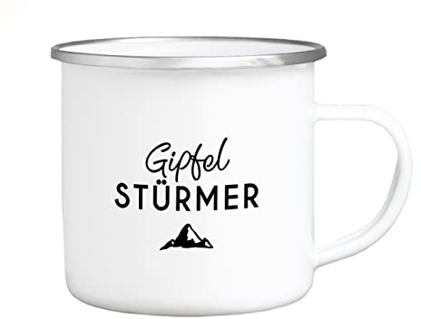 Interluxe EMAILLE Becher Retro Tasse Gipfel STÜRMER Outdoor Charme Wanderer Bergsteiger