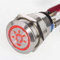 LED Druck-Schalter aus Edelstahl – massiv, nicht rostend – staub- und wasserdicht – mit Licht-Symbol 230V – Ø 19 mm - Rot