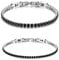 JewelryWe Paar Armband Tennisarmband Partnerarmband: 2pcs Edelstahl Schwarz Zirkonia Tennis Armband Freundschaftsarmband mit Abnehmbaren Schnallen Verstellbare Fußkettchen Armkette Armreif