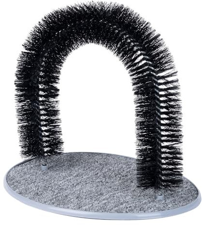 Petlicity Cat Kitten Massaging and Scratching Pet Arch Self Grooming with Soft Comfortable Bristles (Grey)