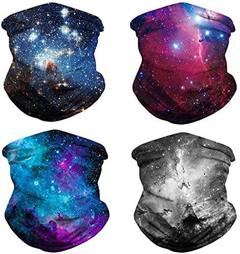 TOPEREUR 4er Set Face Shield Unisex Multifunktionstuch, Outdoor Sport Maske 3D Motorrad Mundschutz Bandanas Halstuch Joggen Fahrrad Gesichtsmaske Halsschlauch Atmungsaktiv Schnelltrocknend