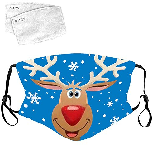Lulupi Mundschutz Weihnachtsmaske 3D Weihnachten Waschbar Maske Baumwolle Stoff Mund-Nasenschutz mit Filter Atmungsaktiv Stoffmaske Alltagsmaske Weihnachtsmotiv Multifunktionstuch Halstuch