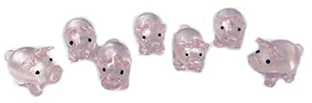 6 rosa Schweinchen aus Glas - Größe 2,5 cm - herzige Glücksbringer für Silvester Geburtstag Hochzeit - WWW.VIENNAFASHION.at - aus Wien –Vienna (577)