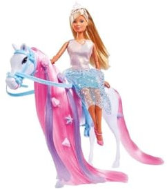 Simba 105733519 - Steffi Love Riding Princess, Puppe als Prinzessin mit Pferd, vollbeweglich, mit Bürste, Haarclip und Zwei Strähnen, 29cm, Für Kinder ab 3 Jahren geeignet