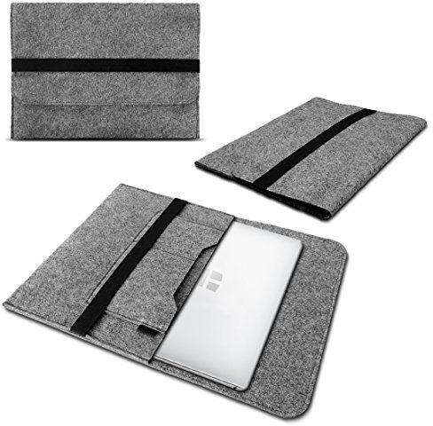 Laptop Schutzhülle kompatibel für Trekstor Primebook P15 Tasche aus Filz mit Innentaschen Sleeve Hülle Cover 15.6 Zoll Notebook Case, Farbe:Grau