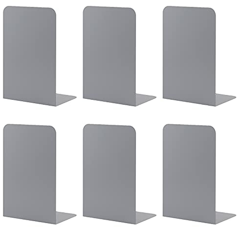 MSDADA Buchstützen aus Metall L, 102x203x135mm, 3 Paar CD Buchständer Kinder, Bücherregal für Schule Zuhause Büro Bibliothek Decorative(Grau)
