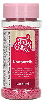 FunCakes Nonpareils Dunkel Rosa: Kuchenstreusel, großartiger Geschmack, perfekt zum Dekorieren von Kuchen. 80 g.