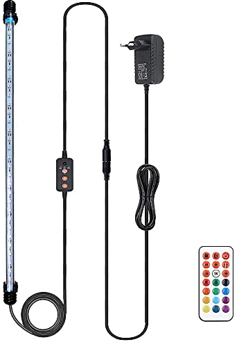 VARMHUS Tauchen Aquarium Licht,Aquarium LED Beleuchtung Die Fernbedienung kann 13 Farben und 5 Helligkeitsstufen einstellen,24/7 Automatischer Öffnungs-Schließzyklus und Dreistufiger Timer (RGB, 57cm)