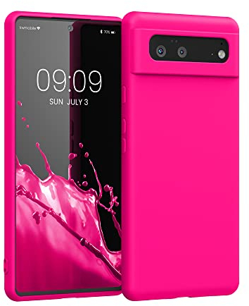 kwmobile Hülle kompatibel mit Google Pixel 6 Hülle - gummierte TPU Silikon Handyhülle - Schutzhülle für kabelloses Laden - Case in Neon Pink