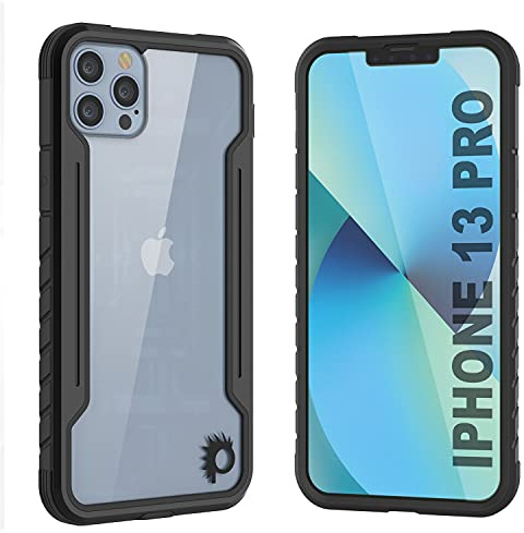 Punkcase Entworfen für iPhone 13 Pro [Avenger Defense Series] Schutzhülle in Militärqualität mit Aluminiumrahmen [transparente Rückseite] ultimativer Fallschutz für iPhone 13 Pro (6,1 Zoll) (2021)