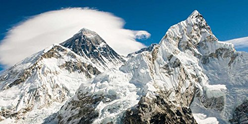 Kunstdruck auf Holz, Mount Everest Anonymous, Querformat, horizontales Bild, Passepartout, Everest, Kunstdruck, 43 x 89 cm
