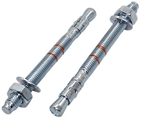 Confezione da 10 tasselli a cuneo M12 x 110 mm, tasselli in metallo, bullone passante, fissaggio in muratura, ancoraggio di espansione per calcestruzzo (10, M12 x 110 mm)