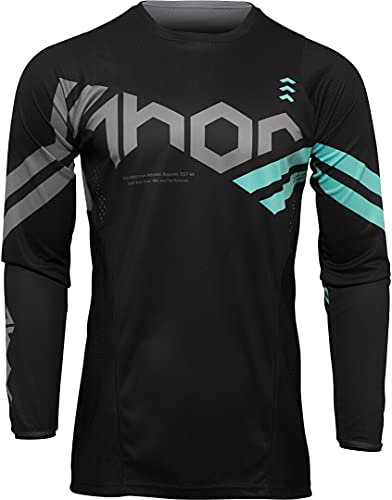 Thor Pulse Cube Motocross Jersey Schwarz/Türkis M