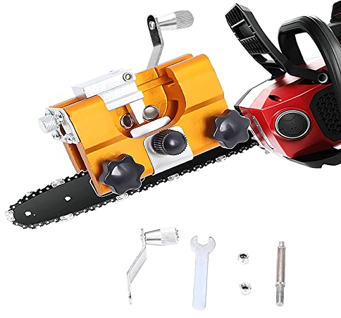 Djioyer Chainsaw Sharpener, Portable Chainsaw Chain Sharpening Jig, Hand Crank Chainsaw Sharpener Kit for Lumberjack & Garden Worker, Fast Chainsaw(1 grinding head)