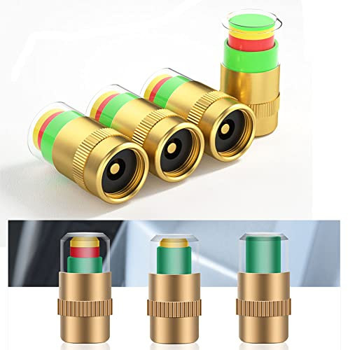 Senvenelec 4 Pcs Válvula de Control de presión de neumáticos Cuerpo Cobre recién actualizada, para Comprobar la presión de los neumáticos del Coche - 3 Colores.(Núcleo de Cobre recién actualizado)