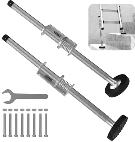 KARRYTON Ladder Levelers for Type II,I and IA Extension Ladders up to 32’,with Anti-Slip Threaded and Adjustable Extension Ladder Legs for Stairs and All Surfaces - Pair (Standard Version (20))