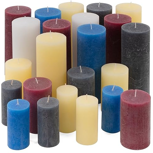 12kg Set Paket Rustic Stumpenkerzen 23 Stück durchgefärbt Farbmix gemischt mehrfarbig verschiedene Größen Stumpen Kerzen duftfrei